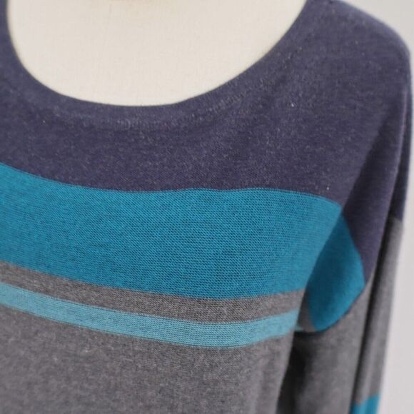 Talbots Scoop Neck Blue Teal Gray Medium Sweater Rayon Nylon Cotton - Picture 2 of 9